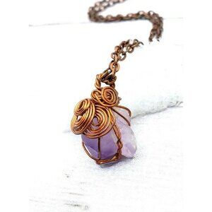 Amethyst wire wrapped crystal Necklace